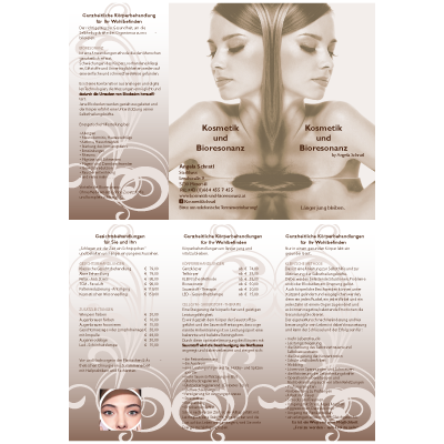 Werbeagentur K-Design: Grafikdesign Folder Kosmetik und Bioresonanz