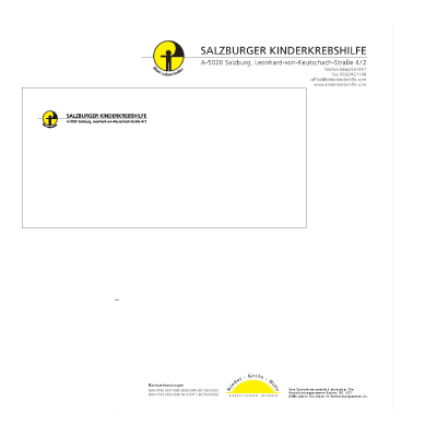Werbeagentur K-Design: Geschäftsdrucksorten Briefpapier Salzburger Kinderkrebshilfe