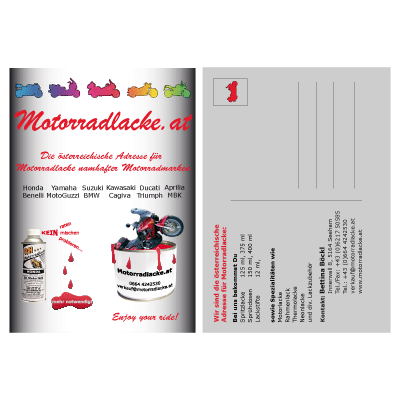 Werbeagentur K-Design: Postkarten Motorradlacke.at